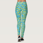 Leggings Artsy Lemon Slices Sur Turquoise Watercolor Motif (Dos)