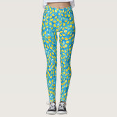 Leggings Artsy Lemon Slices Sur Turquoise Watercolor Motif (Devant)