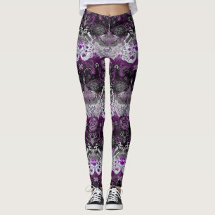 Leggings Asexuel Dragon Damask - Ace Pride couleurs drapeau