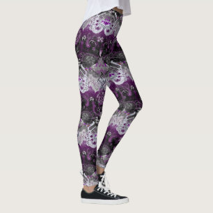 Leggings Asexuel Dragon Damask - Ace Pride couleurs drapeau
