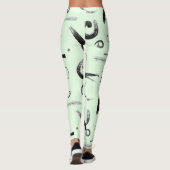 Leggings Asiatique Abstrait Noir sur Design Vert (Dos)