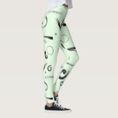 Leggings Asiatique Abstrait Noir sur Design Vert (Droite)
