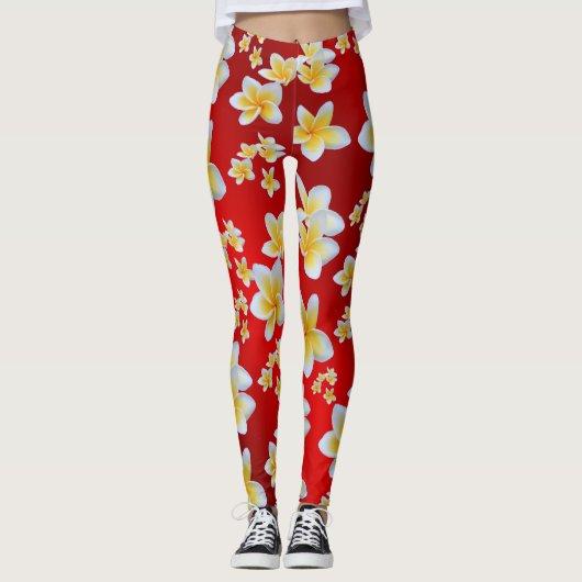Leggings asiatique, jaune, blanc, fleur, brillant, or, flor (Devant)