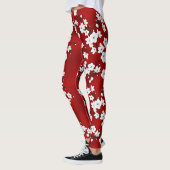 Leggings Asie Floral blanc cerisier rouge (Gauche)