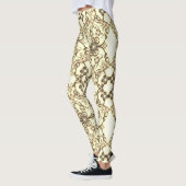Leggings Aspect dentelle de fleurs Sépia doré (Gauche)