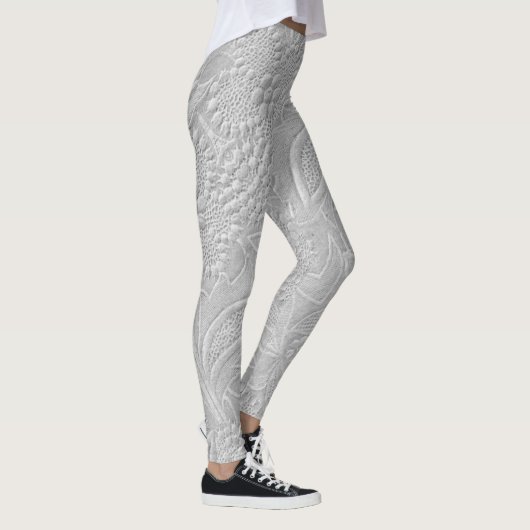 Leggings Aspect floral embossé gris (Droite)