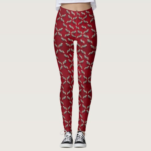Leggings Astra du cheval islandais en rouge (Devant)