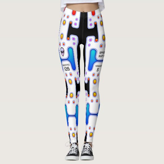 Leggings Astronaute blanc fille spatiale Android Robot (Devant)