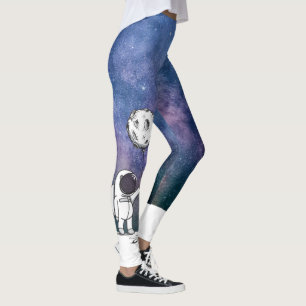 Leggings Astronaute dans l'espace avec ballon de lune cosmo