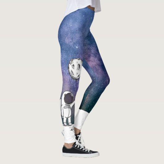 Leggings Astronaute dans l'espace avec ballon lunaire cosmo (Droite)