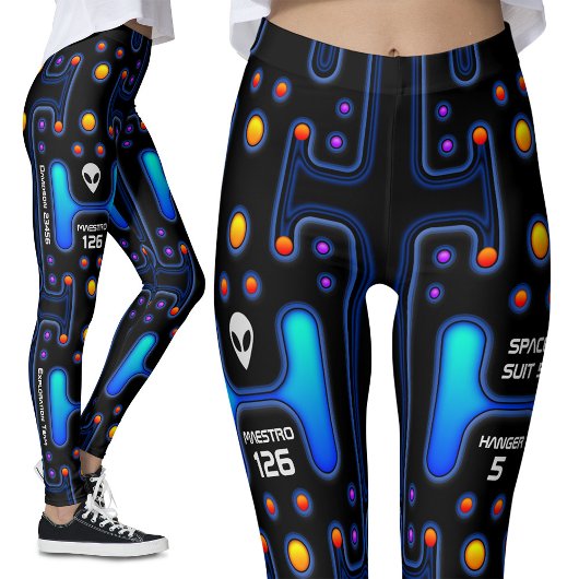Leggings Astronaute noir SciFi Space Girl Alt Robot