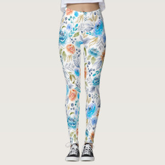 Leggings au bouquet floral aquarelle