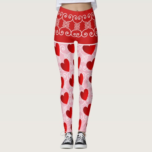 Leggings au coeur rose et rouge (Devant)
