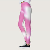 Leggings au design rose et blanc abstrait (Gauche)
