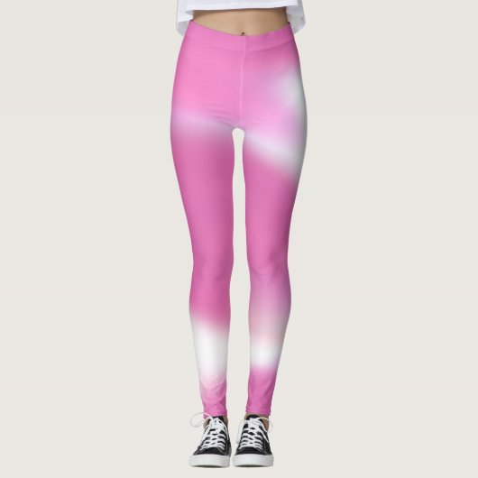 Leggings au design rose et blanc abstrait (Devant)
