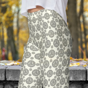 Leggings Audacieux blanc ivoire et Motif tribal circulaire