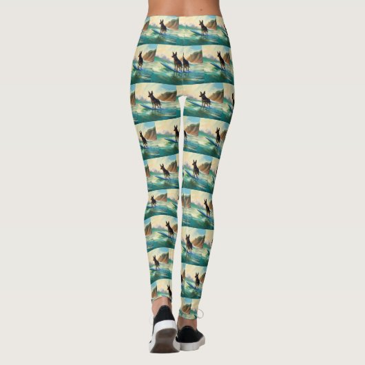 Leggings Australian Kelpie Beach Surf Paining (Dos)