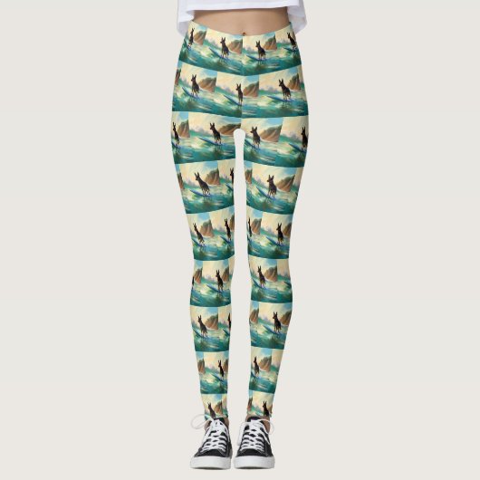 Leggings Australian Kelpie Beach Surf Paining (Devant)