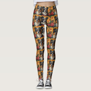 Leggings Australian Shepherd Cœurs Roses Saint-Valentin