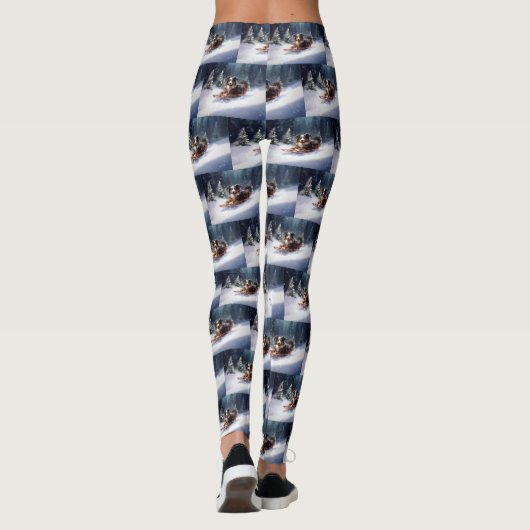 Leggings Australian Shepherd hiver neige de Noël (Dos)