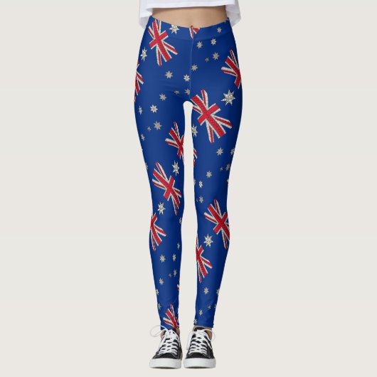 Leggings Australie Drapeau Art Doodle décoratif (Devant)
