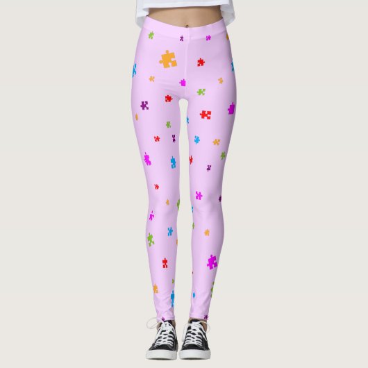 Leggings Autisme de couleur arc-en-ciel Pièces de puzzle su (Devant)