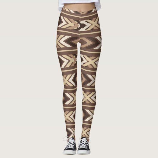 Leggings Autochtone de la tribu Brown Aztec (Devant)