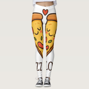 Leggings Autocollant d'amour pour pizza mignonne