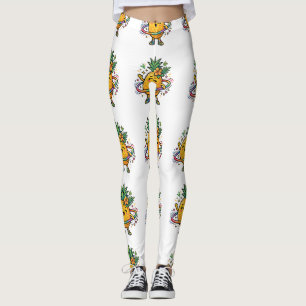 Leggings Autocollant Tropical Mignon Lanière Ananas Kawaii