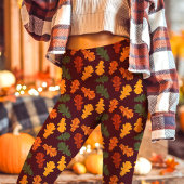 Leggings Automne Chêne Feuilles Automne Bourgogne
