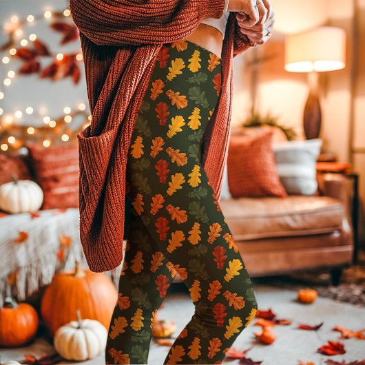 Leggings Automne Chêne Feuilles automne vert