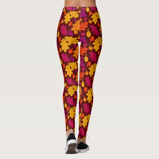 Leggings Automne Chêne Feuilles et Acorns Patterned (Dos)