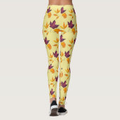 Leggings Automne Feuilles d'automne Mauve jaune Bourgogne e (Dos)