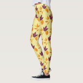 Leggings Automne Feuilles d'automne Mauve jaune Bourgogne e (Gauche)