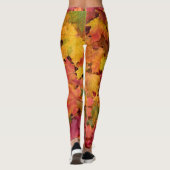 Leggings Automne Feuilles Rouge Jaune Or Texte Personnalisé (Dos)
