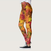 Leggings Automne Feuilles Rouge Jaune Or Texte Personnalisé (Gauche)