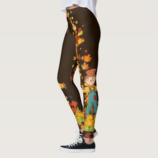 Leggings Automne Scarecrow Feuilles d'automne Plutôt Noir o (Gauche)