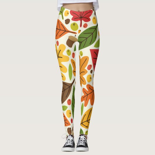 Leggings Automne Thanksgiving Harvest Feuilles Chute (Devant)