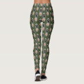 Leggings Autruche Rose Fleurs Vert Olive Art Déco (Dos)