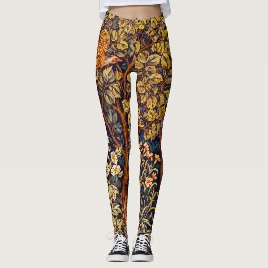 Leggings AUTUMN FOREST ANIMALS Haricots, faisan, Brown Flor (Devant)
