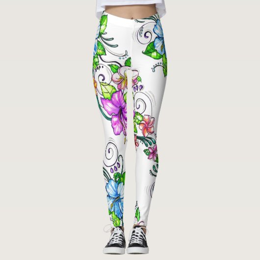 Leggings aux fleurs d'Hibiscus (Devant)