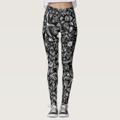 leggings aux fleurs noires et blanches (Devant)