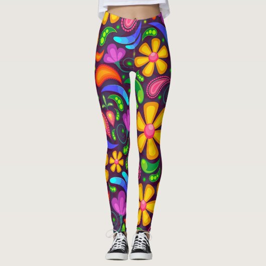leggings aux fleurs printanières colorées (Devant)