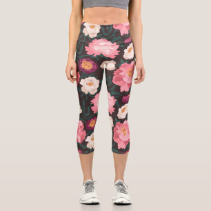Leggings aux fleurs roses et rouges