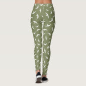 Leggings Avales et percées Oiseau blanc vert Imprimer (Dos)