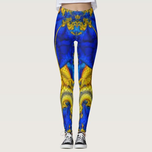 Leggings Avatar Bleu Saphir Serpentin (Devant)