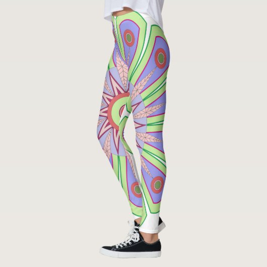 Leggings avec art vert et rose (Gauche)
