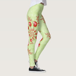 Leggings Avec beaucoup d'amour Rouge Coeurs Jaunes Fractal