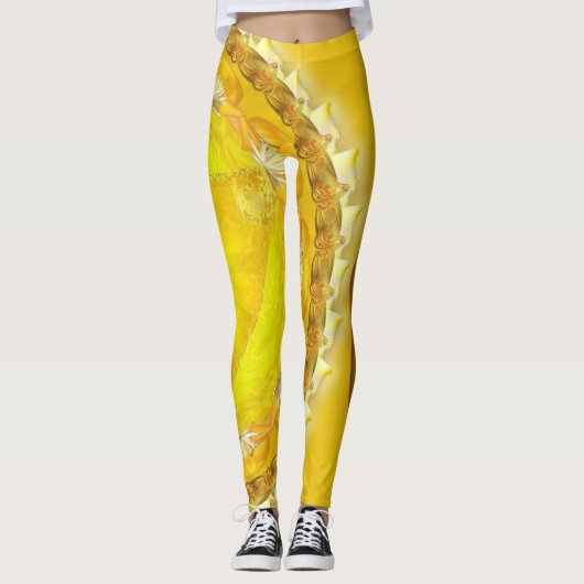 Leggings avec belle Mandala jaune (Devant)