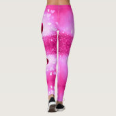 Leggings avec coeur rose en spandex/polyester. (Dos)